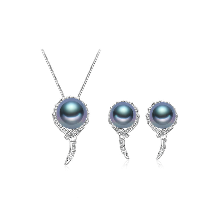 Tahitian Pearl Necklace & Earrings Set WS00130 - PEARLY LUSTRE