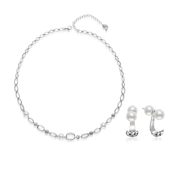 Top Grade Freshwater Pearl Necklace & Earrings Set WS00132 | SAFARI - PEARLY LUSTRE