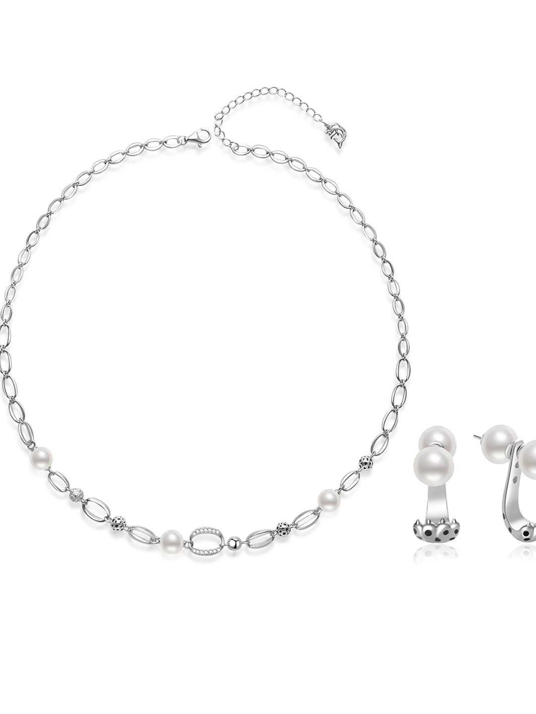 Ensemble collier et boucles d'oreilles en perles d'eau douce de qualité supérieure WS00132 | SAFARI