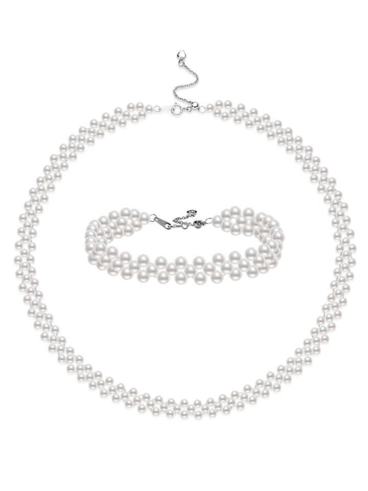 Set Collana e Bracciale con Perle d&