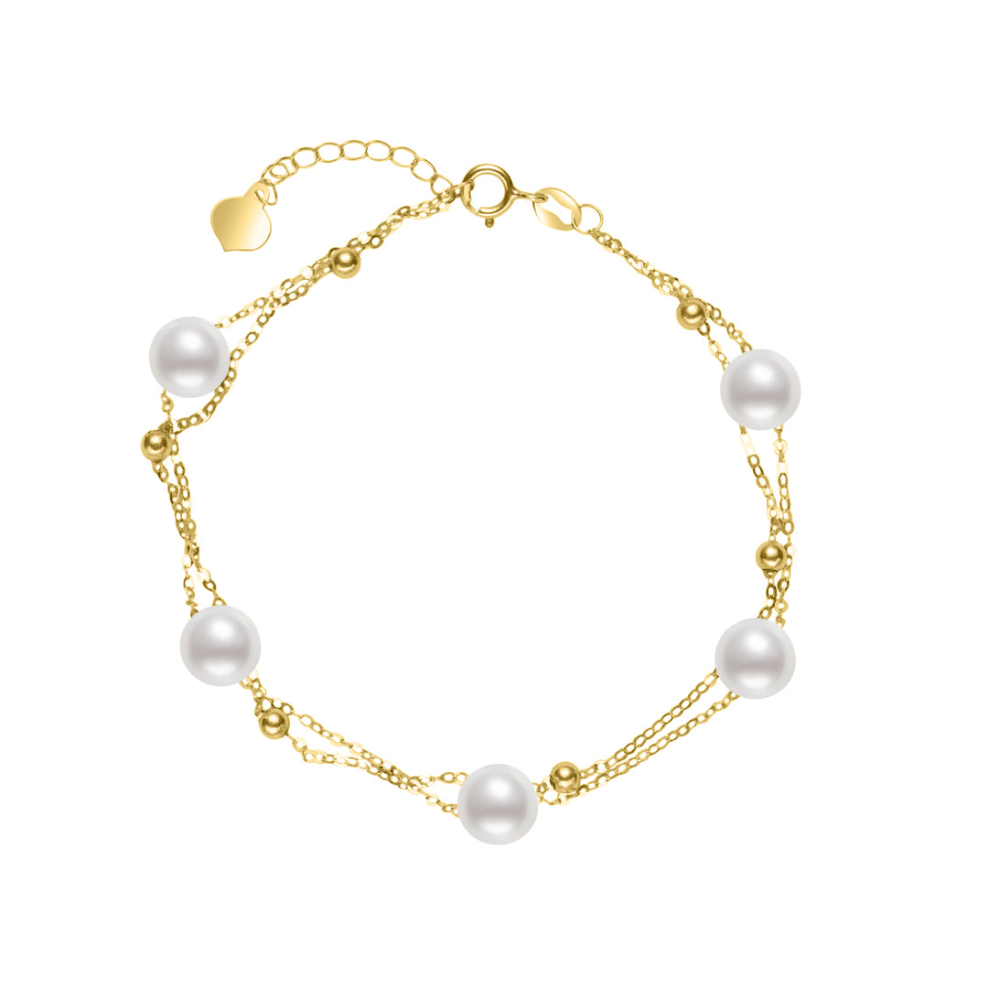 18K Solid Gold Freshwater Pearl Bracelet KB00056
