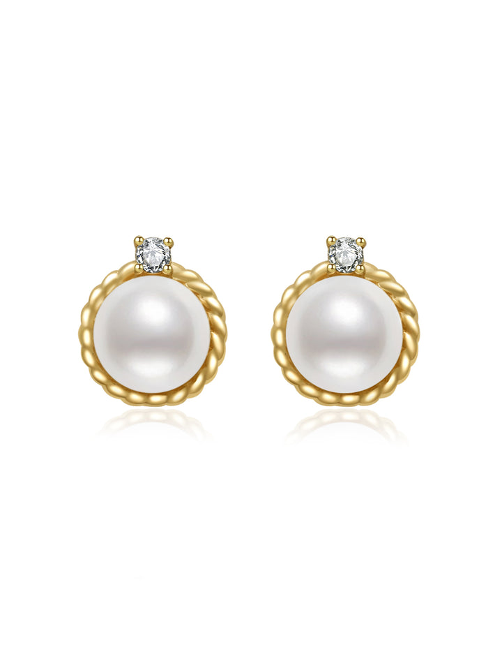 Boucles d'oreilles en or massif 18 carats avec perles Akoya Hanadama et diamants KE00118