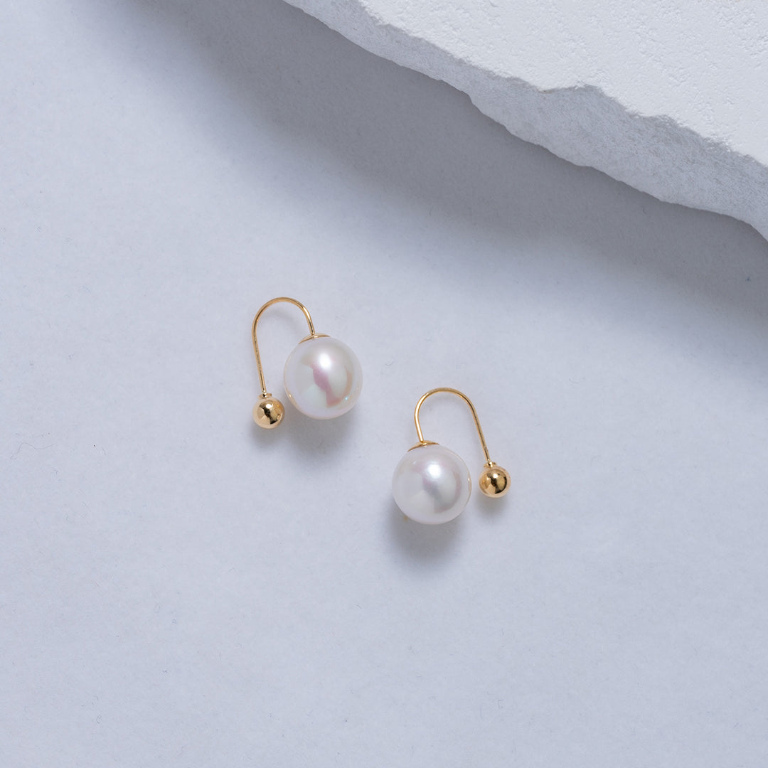 18K Solid Gold Freshwater Pearl Earrings KE00124 | Possibility - PEARLY LUSTRE
