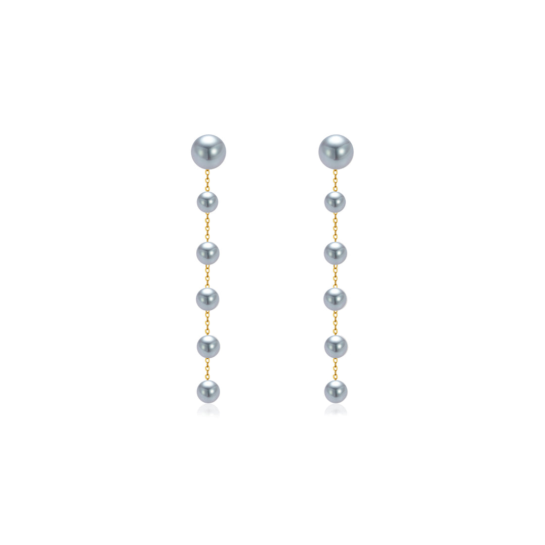 18K Gold Silver Blue Akoya Pearl Earrings KE00157 - PEARLY LUSTRE