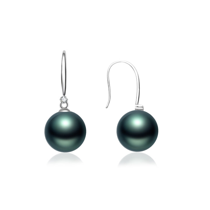 Elegant 18K Solid Gold﻿ Tahitian Pearl Earrings KE00266 - PEARLY LUSTRE
