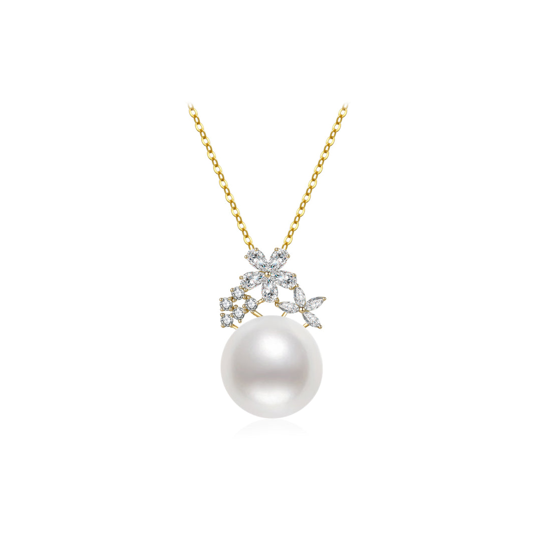 18K Solid Gold Saltwater Pearl Necklace KN00104 - PEARLY LUSTRE
