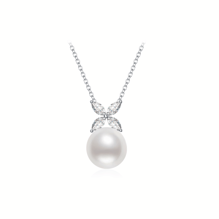 18K Diamond Akoya Pearl Necklace KN00132 | EVERLEAF - PEARLY LUSTRE