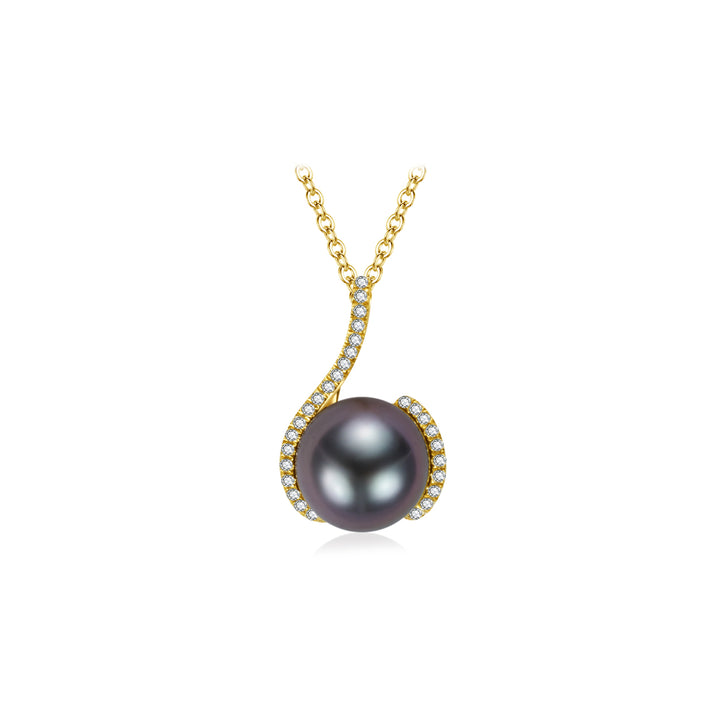 18k Solid Gold Tahitian Pearl Necklace KN00196 - PEARLY LUSTRE