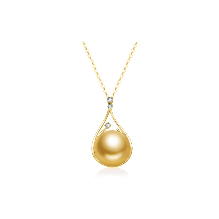 18K Solid Gold South Sea Golden Pearl Necklace KN00306