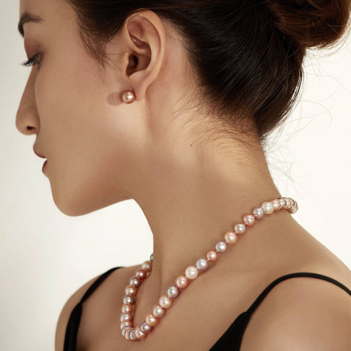 Top Grade Pink Freshwater Pearl Stud Earrings WE00713 - PEARLY LUSTRE