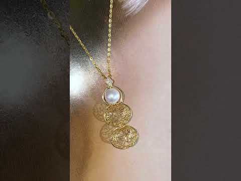 Collana di perle d'acqua dolce in oro massiccio 18 carati KN00147