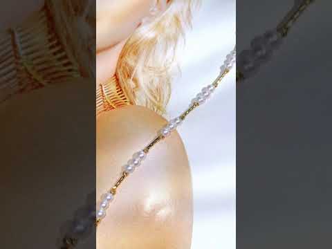 18K固体金の淡水真珠のネックレスKN00142