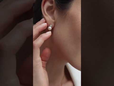 Anting-anting Mutiara Bulat Air Tawar yang Elegan WE00542