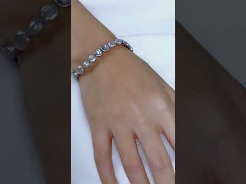 Silver-Purple Freshwater Pearl Necklace WN00532 | Keshi