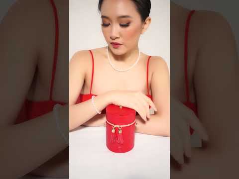 Conjunto de collar y pulsera multiestilo de brillo superior con bolsa de joyería roja de la suerte del Año Nuevo Chino WS00110