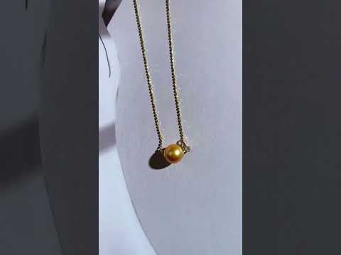 Collana di perle dorate dei Mari del Sud con diamanti in oro 18 carati KN00124