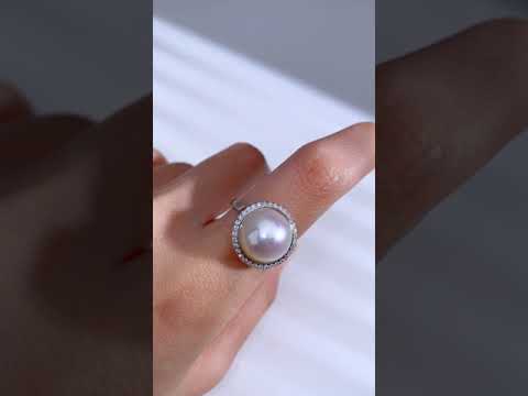 Anello con perla Edison Mabe con diamante 18 carati KR00066