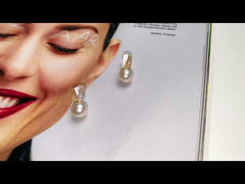 18K Solid Gold Freshwater Pearl Earrings KE00043
