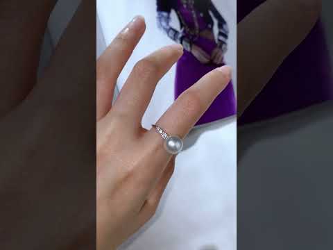 18K Diamond Australian White South Sea Pearl Ring KR00056
