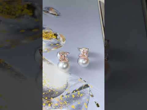 Pendientes de perlas de agua dulce de primera calidad WE00621 | HOJA ETERNA