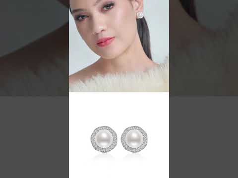 Pendientes elegantes de perlas de agua dulce WE00457