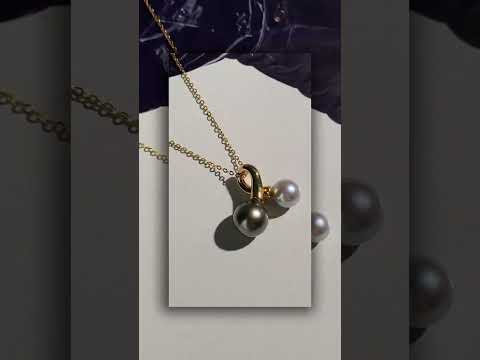18K Solid Gold Tahitian & Madama Pearl Necklace KN00148