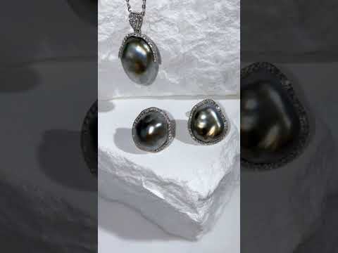 Orecchini di perle Keshi di Tahiti con diamanti 18 carati KE00117