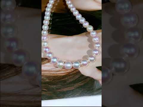 Collar de perlas de Akoya multicolor KN00154 de Aurora HANADAMA de oro de 18 quilates