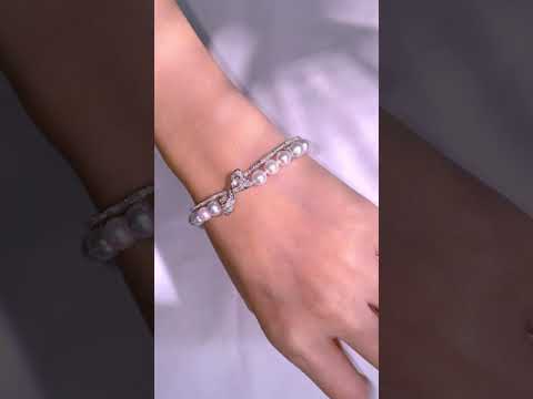Elegant 18K Solid Gold Diamond Akoya Pearl Bracelet KB00026