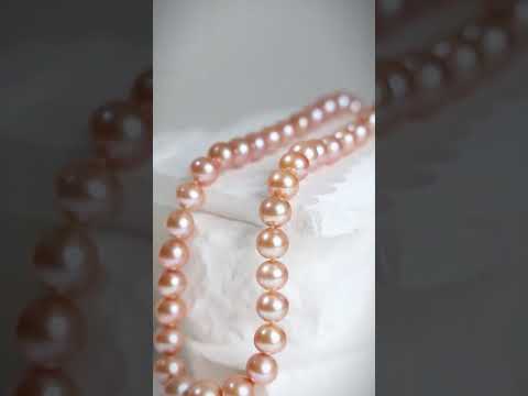 Collar de perlas rosa Edison de grado superior de oro de 18k KN00053
