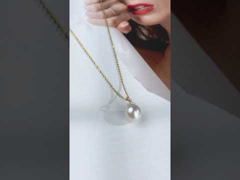 Collar de perlas de agua dulce de oro macizo de 18 quilates KN00096