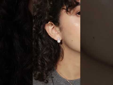 Juego de aretes y collar de perlas de agua dulce de primera calidad WS00116 | HOJA ETERNA