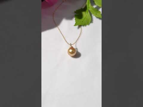 18K Emas Pepejal Kalung Mutiara Emas Laut Selatan KN00240