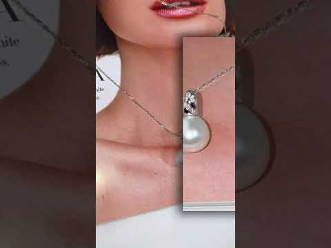 18K Solid Gold Diamond Saltwater Pearl Necklace KN00136