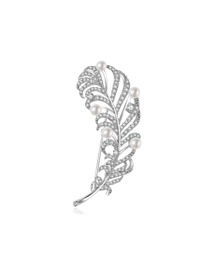 Broche de perla de agua dulce de primera calidad WC00077| FEATHER