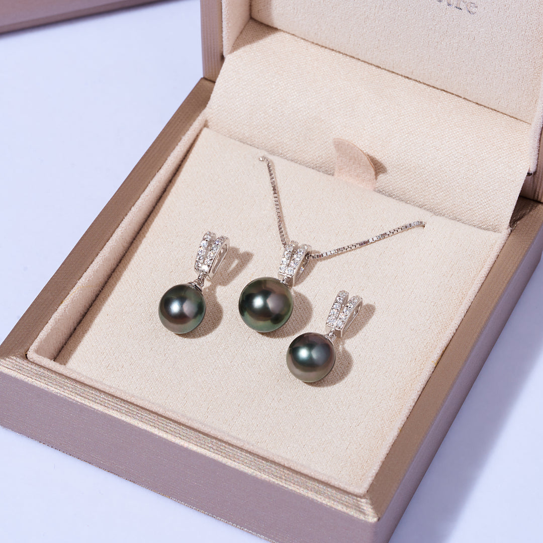 Elegante collar de perlas de Tahití WN00706