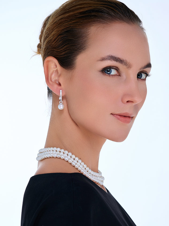 Pendientes de perla Edison Top Luste WE01066