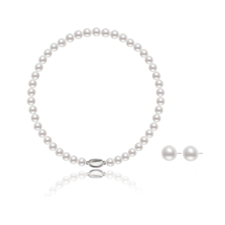 Elegant Freshwater Pearl Necklace + Earrings Set WS00091 - PEARLY LUSTRE