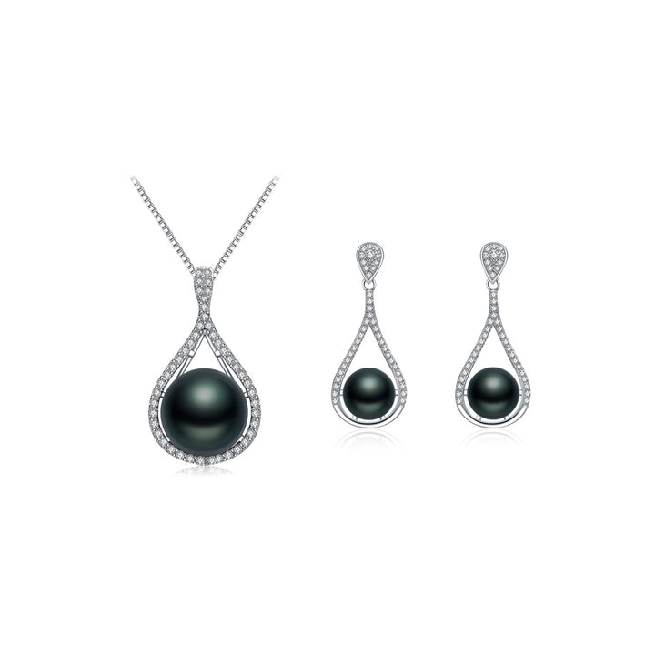 Tahitian Pearl Necklace & Earrings Set WS00117