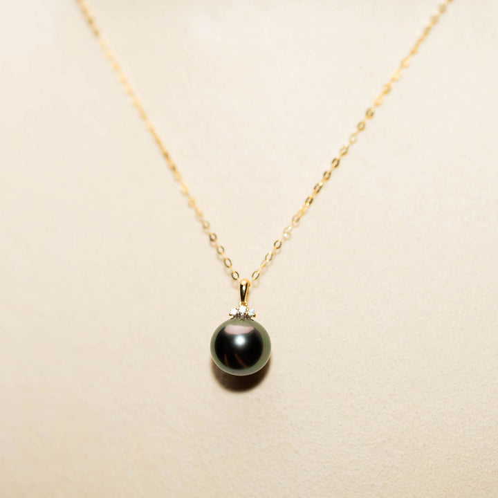 18K Solid Gold Saltwater Tahitian Pearl Necklace KN00016 - PEARLY LUSTRE
