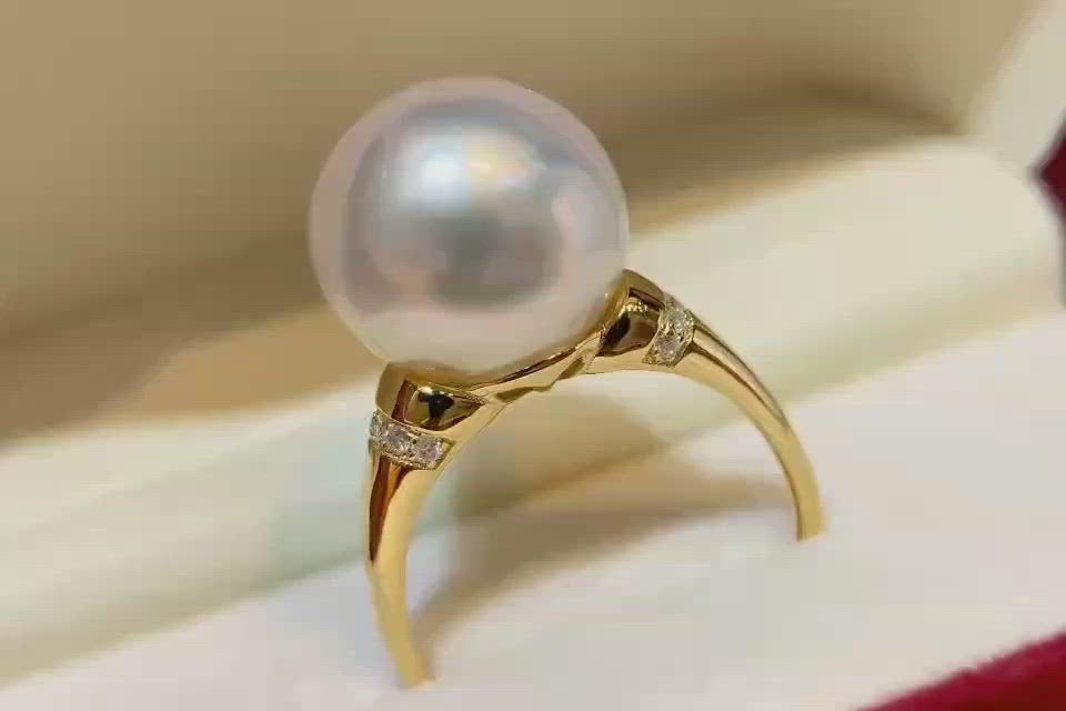 18K Solid Gold Pearl Ring KR00022