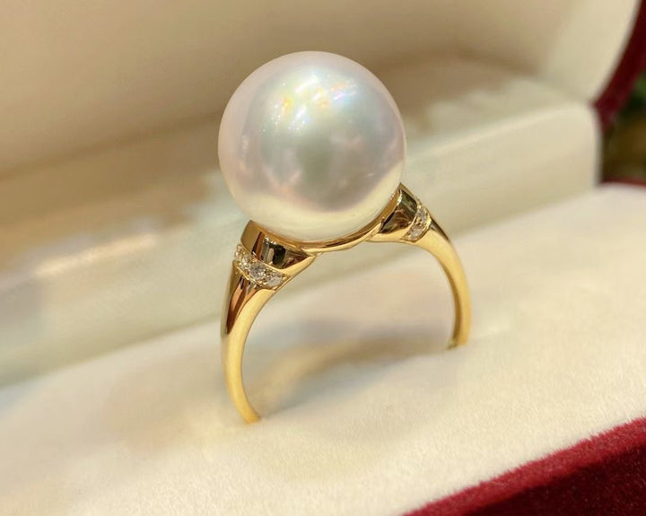 18K Solid Gold Pearl Ring KR00022 - PEARLY LUSTRE