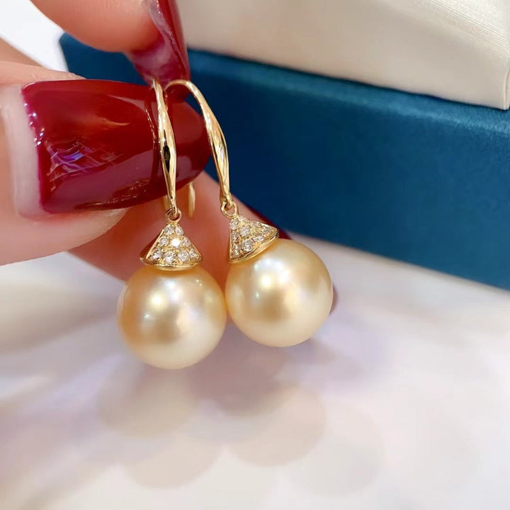 18K Solid Gold Edison Pearl Earrings KE00078 - PEARLY LUSTRE