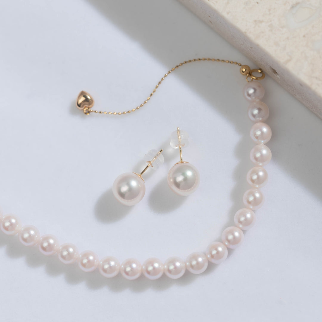 Elegant 18K Gold Top Grade Akoya HANADAMA Pearl Stud Earrings KE00017 - PEARLY LUSTRE