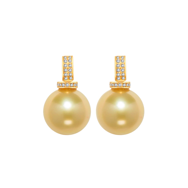 18k South Sea Golden Pearl Earrings KE00007 - PEARLY LUSTRE