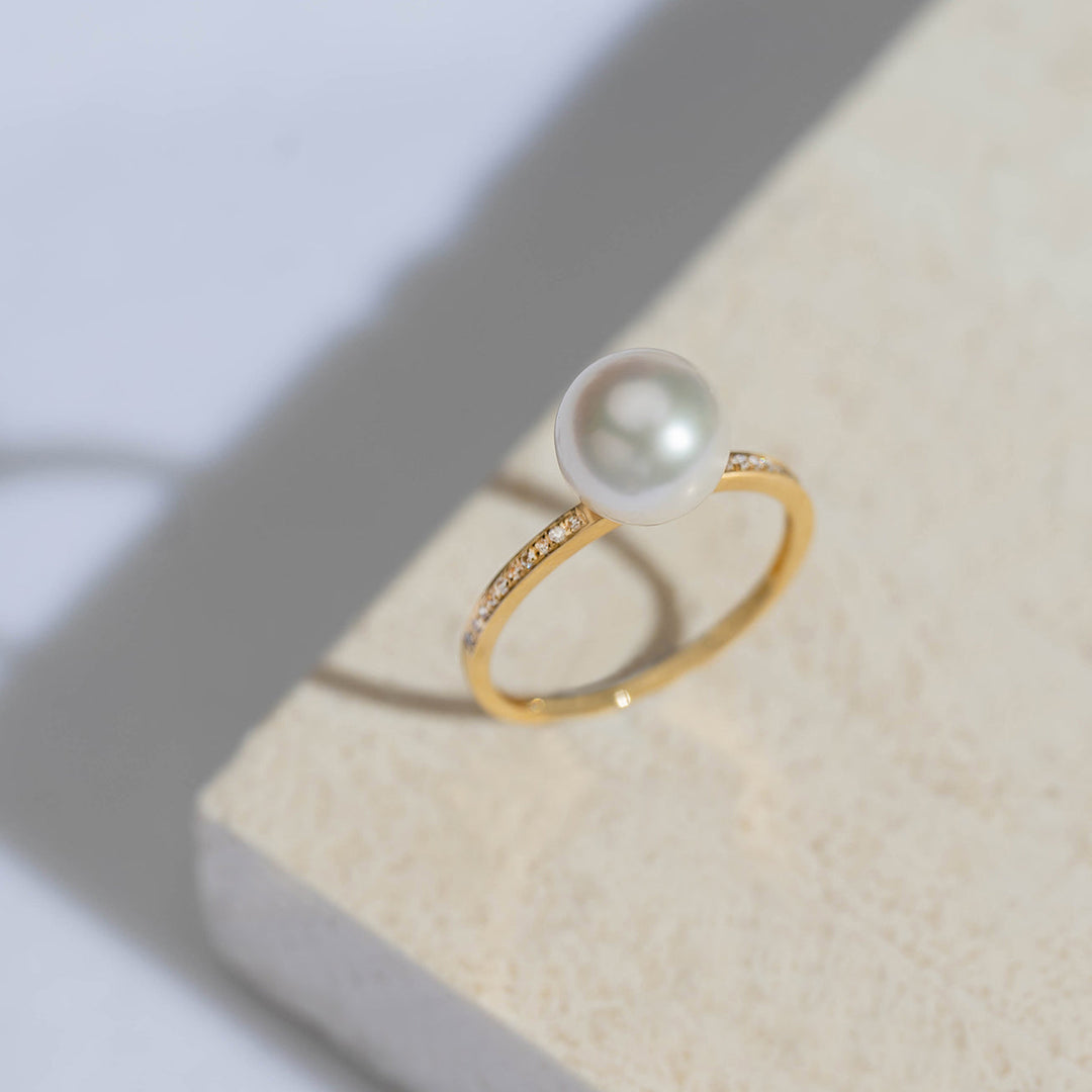 18K Gold Freshwater Pearl Ring KR00018 - PEARLY LUSTRE