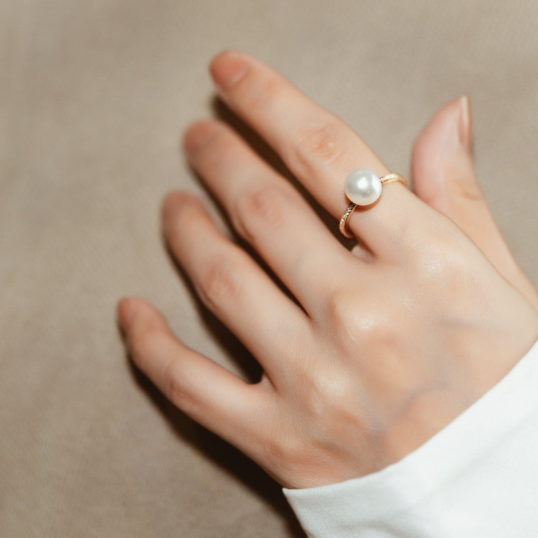18K Gold Freshwater Pearl Ring KR00018 - PEARLY LUSTRE