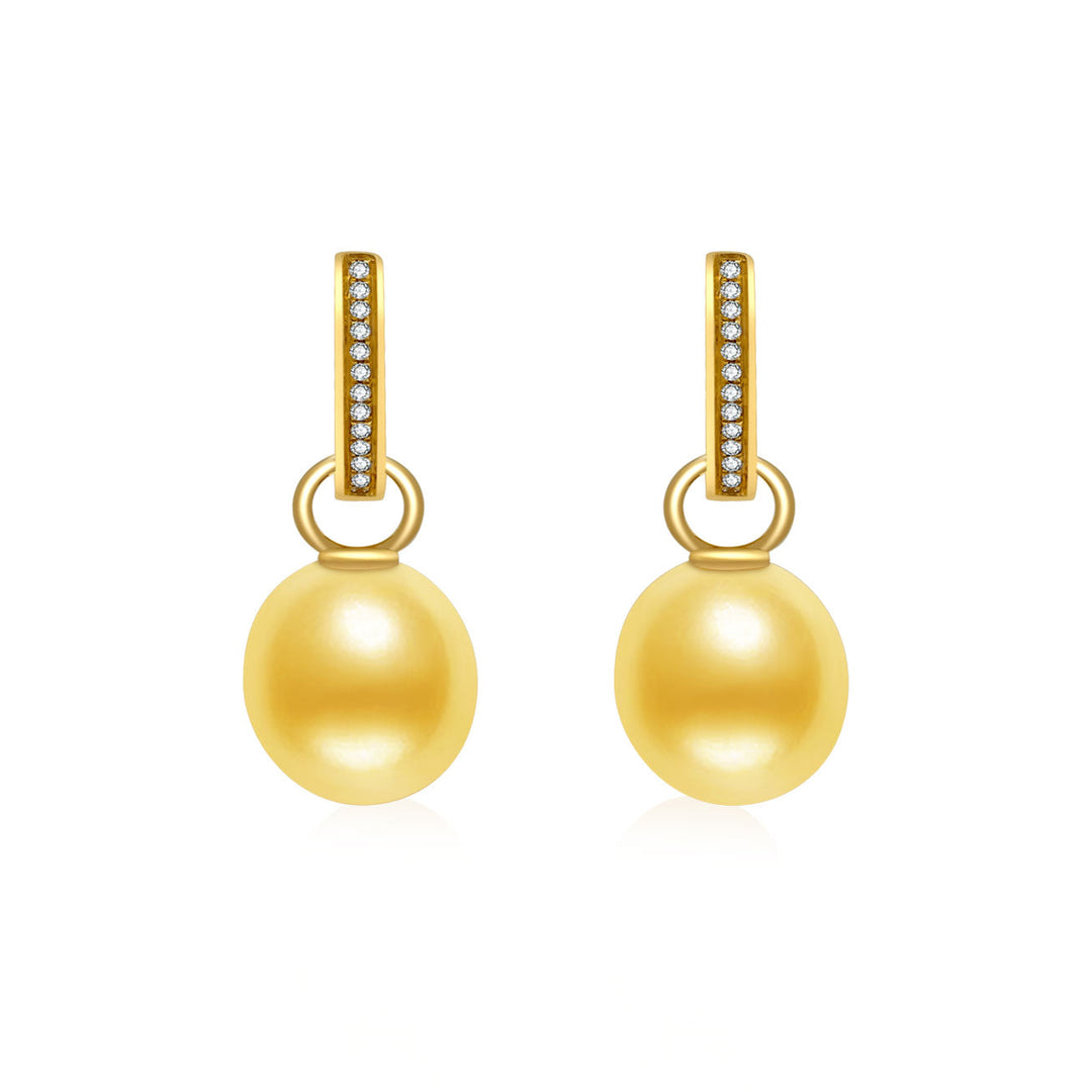 Elegant 18K Solid Gold South Sea Pearl Earrings KE00011 - PEARLY LUSTRE
