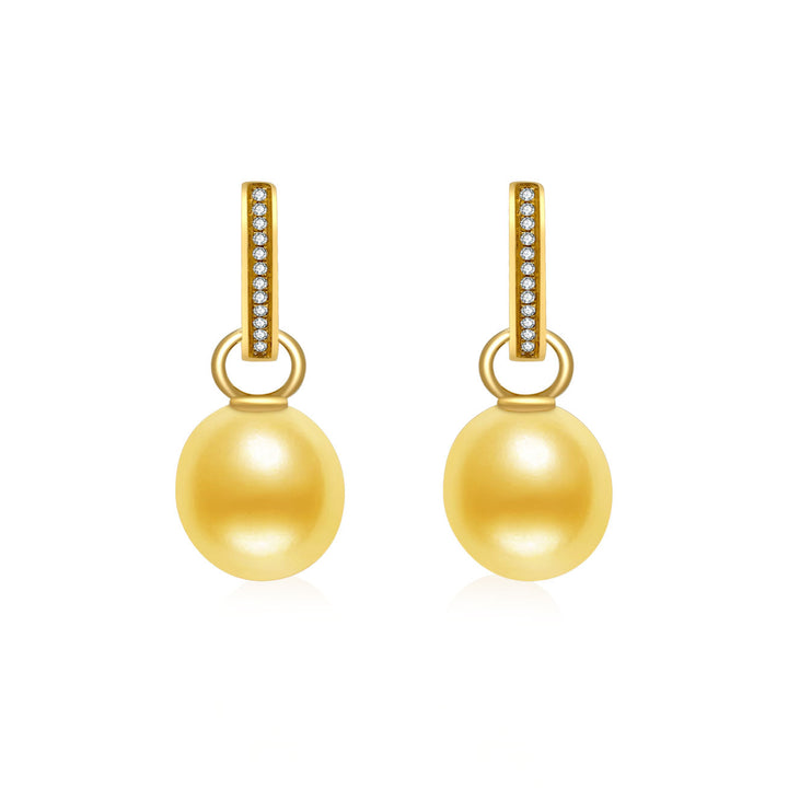 Elegant 18K Solid Gold South Sea Pearl Earrings KE00011 - PEARLY LUSTRE