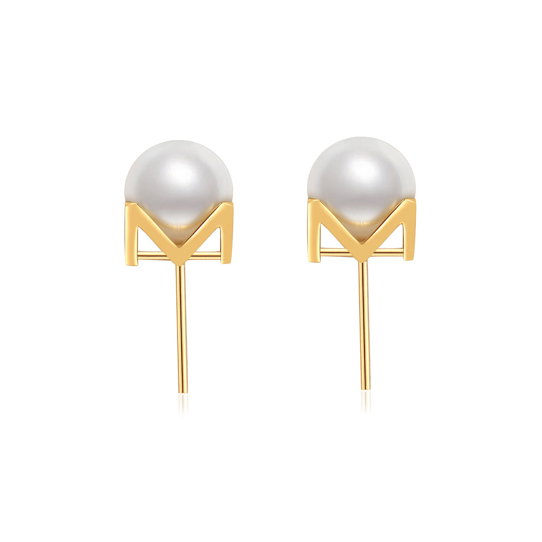 Elegant 18k solid gold  Freshwater Pearl Earrings KE00032 - PEARLY LUSTRE
